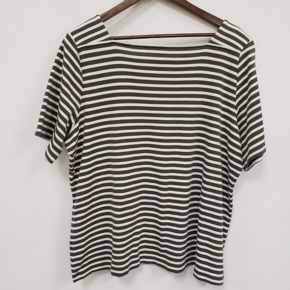 Croft & Barrow Womens Square Neck Top Size 2X Green Preppy Capsule Casual Earthy - Picture 2 of 9
